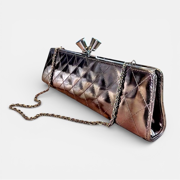 Sondra Roberts Women’s Quilted Metallic Clutch w/ Removable Chain Strap - Picture 6 of 12